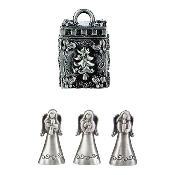 NEW Christmas Triple Angels Trinket PRAYER BOX & CHARMS Pendant Ornament by Ganz - Picture 1 of 15